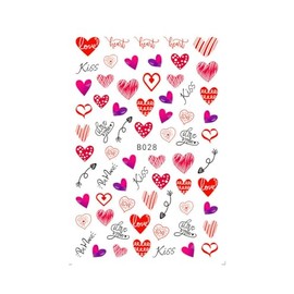 Generic Heart Love Nail Sticker Bear Love Red Lips You Kiss Valentine Day Nail Decals B028 Nail Wraps Art Stickers Manicure Supplies for Women for Home Nails Full Long Lasting Easy Apply and Remove