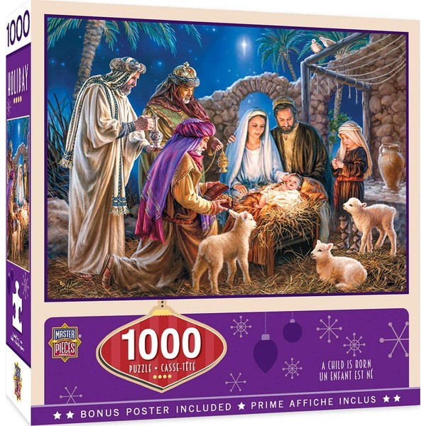 MasterPieces Seasonal Holiday Jigsaw Puzzle, A Child is Born, Christ in Manger, Featuring Art by Donna Gelsinger, 1000 Pieces