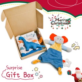 Richgv Baby Gift Set, Soft Dinosaur Book & Elephant Security Blanket for Newborn Infant Baby Boy Gifts 0 3 6 12 Months Super Soft Baby Toys Teething Toys Baby Christmas Stocking Stuffers