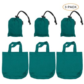Browint Nylon Reusable Grocery Bags Set of 3, Parachute Nylon Shopping Bags Folded into Attached Pouch, Heavy Duty Tote Bags, Max. Hold 110 lbs, Washable Lightweight Extra Large 19"x 19"