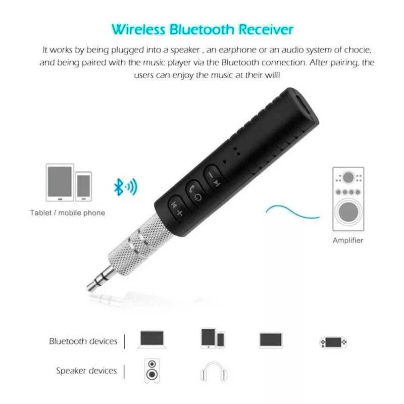 Mafab Receptor Bluetooth Llamadas Y Audio Aux 3.5 Recargable