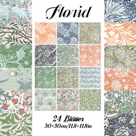 24 Sheets Floral Scrapbook Paper 30 cm x 30 cm Double Sided Vintage Flowers Decorative Craft Paper Junk Journal Scrapbooking Paper for DIY Card Making Journaling Supplies