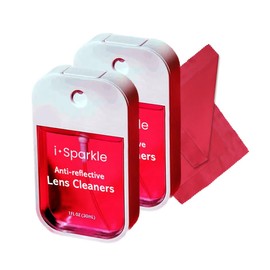 OPTIPAK I-Sparkle Anti-Reflective Safe Lens Cleaner Spray kit - (2) 1oz Glasses Cleaner Spray, (2) Microfiber Cloth for Eyeglasses, Sunglasses, Lenses, Screens and Camera Cleaning Kit (4 Piece Set)