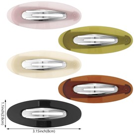 15 Pcs 3.15 Inch Oval Snap Hair Clips Big Water Drop Shape Hair Barrettes Ellipse Resin Hair Grips Vintage Bobby Pins Decorative Metal Hair Styling Accessories for Thick Thin Fine Hair Women Girls