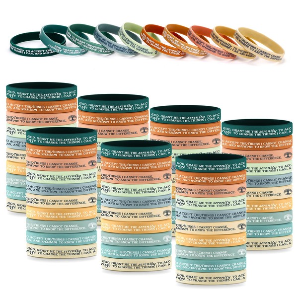 Cunno 50 Pcs Sobriety Bracelets Serenity Prayer Gifts Silicone Wristbands