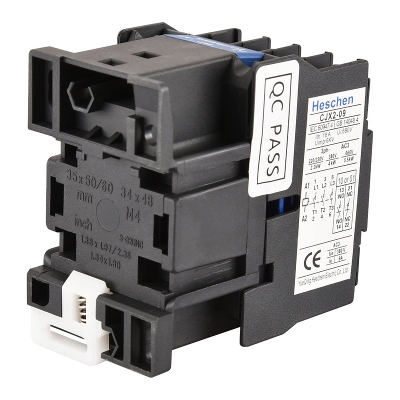 Heschen AC Contactor, CJX2-0901, 220V 50/60Hz Coil, 3P, 3 Pole,