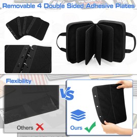 GRAOSO Patch Display Case, Patch Board Storage Bag, 4 Flexible Removable Metal Binders and a Handle, Flip-Page Patch Book for Collection, Extra 1 Zipper Pocket, 10 Pages Can Be Used, Case Only, Black