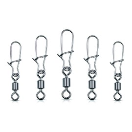 Catch Me Carabiner/Snaps and Swivels in Various Sizes - Fishing Accessories with Ball Bearing Swivel - Burnished Stainless Steel with High Load Capacity (Size 5, Pack of 20)