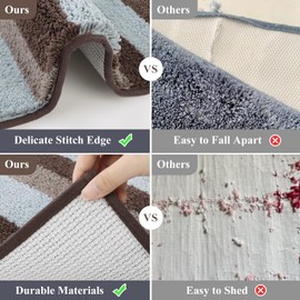 Vaukki 5 Piece Bathroom Rugs Set, Non Slip Shaggy Microfiber Plush Absorbent Washable Bath Shower Mats Runner for Tub (18''x26''+20''x32''+20''x47''+U20''x24''+Lid Cover, Mocha)