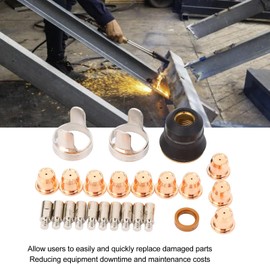 24pcs Plasma Cutting Consumables Nozzles Electrodes Protective Caps Swirl Rings Spacers Cutting Machine for IPT-60 PT-60 IPT-4