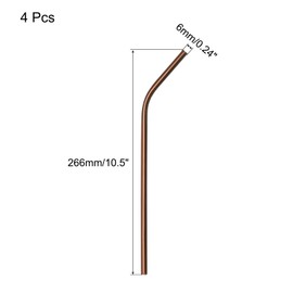 CASA -J Reusable Metal Straws 4Pcs, Stainless Steel Bent Drinking Straw 10.5" Long Suitable for Milk Shake Beverage Juice - Rose Gold