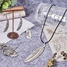 Spritewelry 22pcs Feather Charms Antique Silver Feather Charms Alloy Vintage Plumage Pendants Tibetan Bird Plume Pinion Wing Feather Pendants for DIY Earrings Bracelets Necklace Jewelry Making Craft