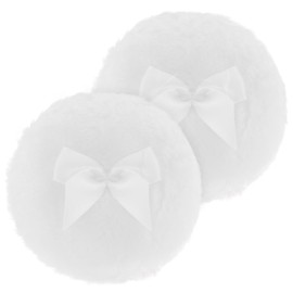 Sibba Large Fluffy Powder Puff, 4 Inch Ultra Soft Washable Reusable Velour Face Body Powder Puff Loose Powder Puffs Wet Dry Makeup Tool (White)