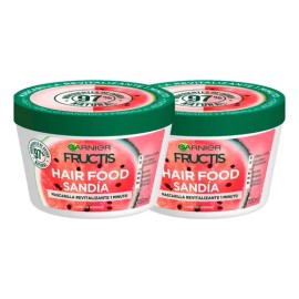 Kit Garnier Fructis Hair Food Sandía 2 Pack de Mascarilla Revitalizante, Ideal Para Pelo Dañado. Crema Para Peinar.