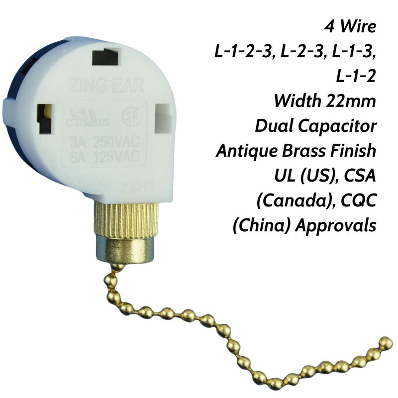 Txelegant Zing Ear ZE-268S2 Pull Chain Switch 3 Speed 4