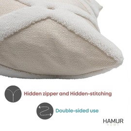 HAMUR Decorative Throw Pillow Covers 18x18 Set of 2, Soft Durable Soft Plush Faux Fur Wool Pillow Covers for Couch Bed Sofa Living Room (Bella, Ecru)