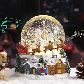 VCUTEKA Christmas Snow Globe, Musical Snow Globes Color Changing Swirling Glitter Battery Operated Lighted Snow Globes for Kids Gift and Home Décor