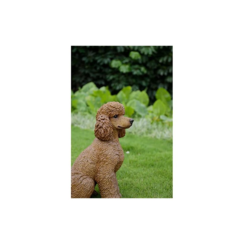 HiLine Gift Ltd. Poodle Sitting Statue Brown White 15.5" x