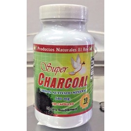 Super Charcoal Carbon activado Mineral 560mg Sugar free 100 Capsules Capsulas 