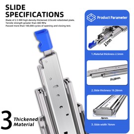 SLIDEWAY 500Lbs Heavy Duty Upgraded Locking Drawer Slides 1 Pair 16 18 20 22 26 30 40 Inch Full Extension Ball Bearing Sliding Rails Cabinet Runners Tracks RV Glides (76mm Wide Lock)-30"
