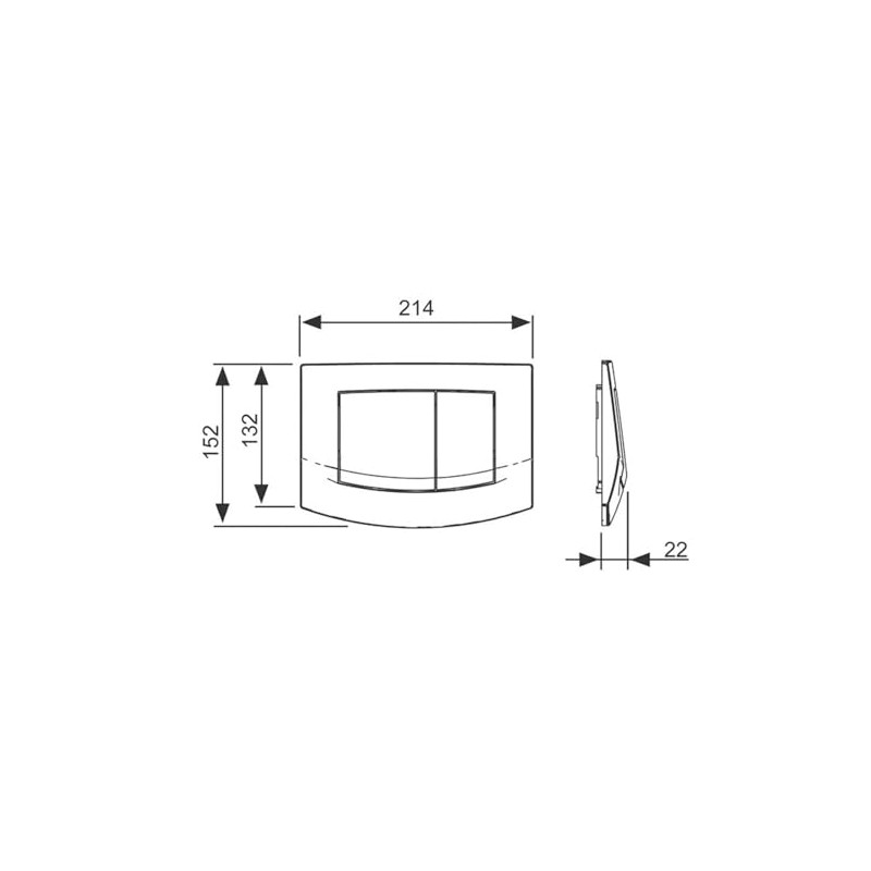 Tece Teceambia Switch Actuator Plate with Dual Flush Matt Chrome,