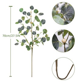 unlemoni 6 PCS Artificial Eucalyptus Stems with Berries, Tall 27.5" Faux Eucalyptus Branches Fake Greenery Plants Stems for Vase Home Party Wedding Spring Decorations