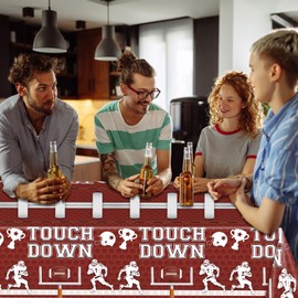 2PCS Football Tablecloth Football Party Decorations Touchdown Disposable Plastic Table Cover for Sport Birthday Touchdown Game Day Tailgate Decorations Home Kitchen Dining Room Table Decor 54"x108"