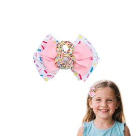8th Birthday Hair Bows for Girls 8 Year Old Girl Birthday Gift for Daughter Granddaughter 8yr Old Girl Gifts Ice Cream Hair Bow Clips for Little Girls Bday Hair Accessories Pink Bowknot Hair Clip