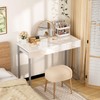 GreenForest Vanity Desk with 2 Drawers,Glossy Desktop White Desk for