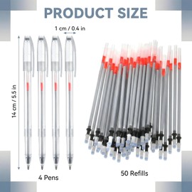 Qianyu 54 Pcs Leather Marking Pen Silver Fabric Markers Pens Temporary Clothes Marking Pens 4 Pcs Pen Barrel with 50Pcs Silver Refills for Shoes Bag Making Sewing DIY Dressmaking Quilting Supplies