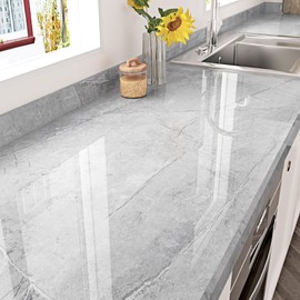STICKEEP Crackle Grey Marble Contact Paper for Kitchen Oil Proof Marble Wallpaper Peel and Stick Countertops Waterproof Gray Granite Paper for Table Covers Bathroom Walls Cabinets 17.7"x120"
