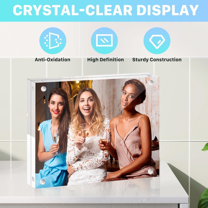 Cabaubl 5x7 Acrylic Picture Frames, 6 Pack Clear Acrylic Photo