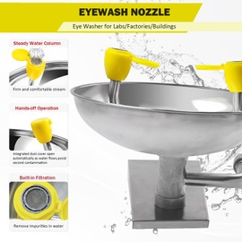 TONGTONGFA Eye Wash Station Emergency Wall-Mounted，Portable First Aid Eyewash Station Eye Irrigation Sign，Eye Washer for Labs/Factories/Buildings，Easy to Install and Operate Emergency Eye Wash Sink