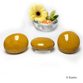 EUSICE - Yellow Jasper Natural Stone, Healing Stone Crystal Protection & Dynamics, 100% Handmade & Handmade Pebbles, Yellow Jasper High Quality and Ethics for Wellness, Meditation and Collecting