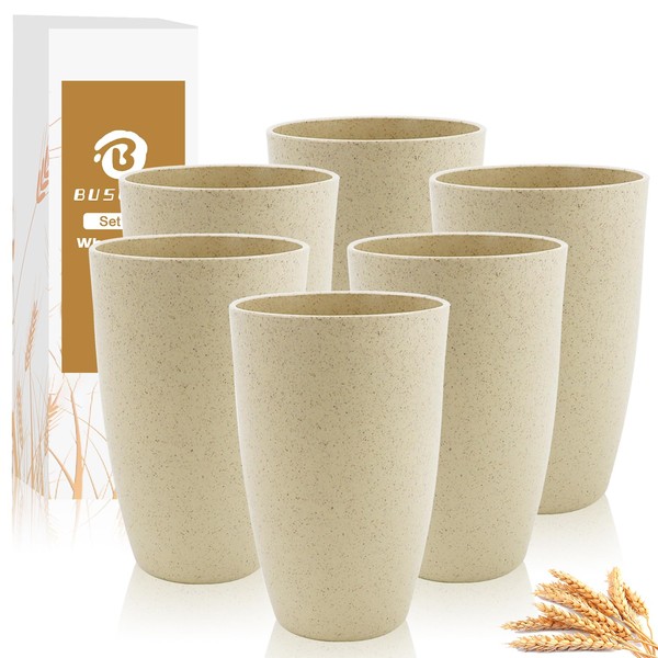 BUSOKIP Wheat Straw Cups 20 OZ Set of 6, Unbreakable