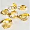 Milkcat Gold Napkin Rings Set of 6 Leaf Design Dinner