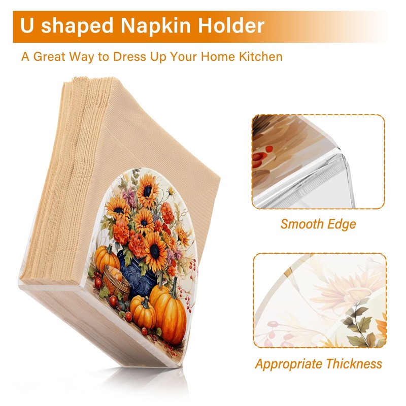 Napkin Holder Sunflower Pumpkin Crystal Clear Acrylic Napkin Holders, Paper
