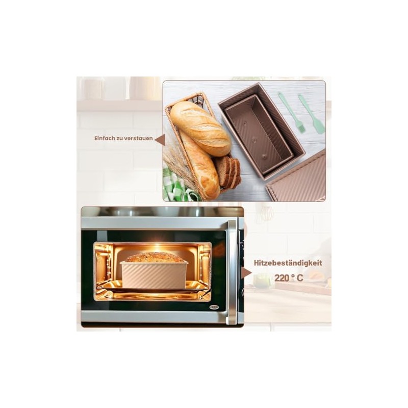 Bread Baking Mould with Lid, Rectangular Rose Gold, Toast Bread