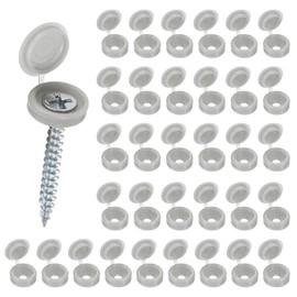 M METERXITY 100-Pack Plastic Hinged Screw Cover Caps, 3mm Shutter Screws with Caps, Fold Snap Washer Covers, Washer Flip Protection Covering M3 M4 M5 Screws Heads [Light Gray]