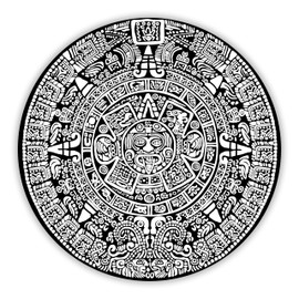 calcomanía de calendario maya azteca antiguo en blanco y negro | Calendario Azteca calcomanía para coche camión portátil (3 x 3 pulgadas)