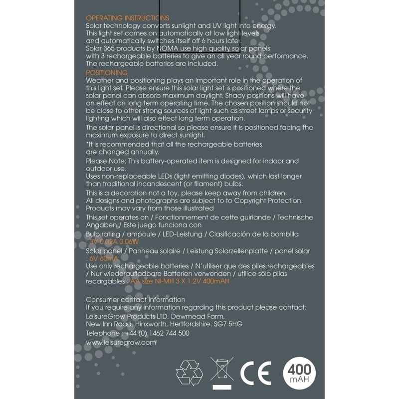 NOMA Solar Copper Wire Lights, 50 Warm White LED's, 4.9