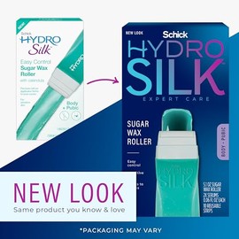Schick Hydro Silk - Rodillo de cera de azúcar para depilación corporal + vello púbico | Kit de cera roll-on para depilación del cuerpo y la línea del 