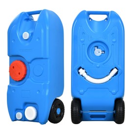 YITAHOME 10.6 Gallon Large Capacity Portable Water Holding Tank with Metal Handle Odorless Tote for Camper with Large Wheels, Filling Port, Hose, Faucet, Handles for Fast Empty & Easy Carry, Blue