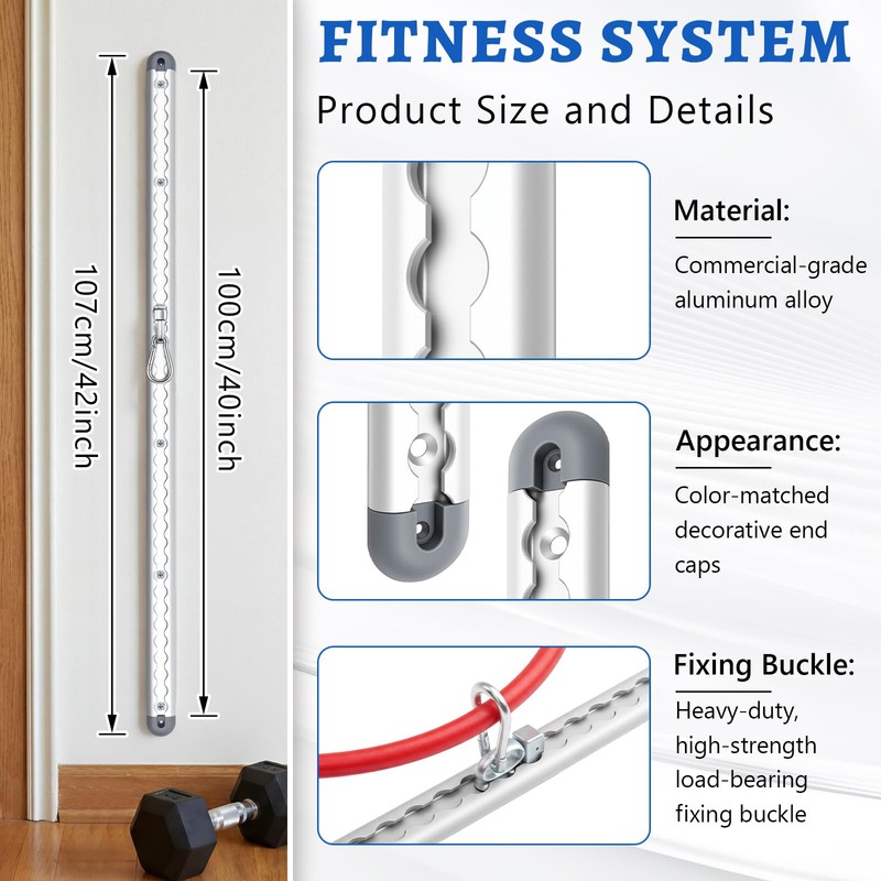 Zonon Adjustable Aluminum Wall Mount Fitness Anchor System 40 Inch