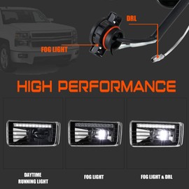 DRFG - Luces antiniebla rectangulares con DRL compatibles con Chevy Silverado 1500/2500HD/3500HD 2007-2014/Avalanche 2007-2011/Suburban 2007-2014/Tahoe 2007-2014 (con paquete todoterreno) LED de