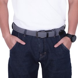 Loveliome Stretch Belt Men, Adjustable Woven Braided Web Golf Belt for Casual Jeans, 45 Inches, Grey