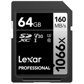 Lexar 64GB Professional 1066x SD Card, UHS-I, C10, U3, V30, Full HD, 4K, Up To 160MB/s Read SDXC Memory Card, for DSLR & Mirrorless Cameras (LSD1066064G-BNNNU)
