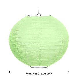 WIRESTER 5 Pack Lanterns (6 Inch) Tissue Paper Decorations for Wedding, Party, Birthday, Baby Shower - Light Green