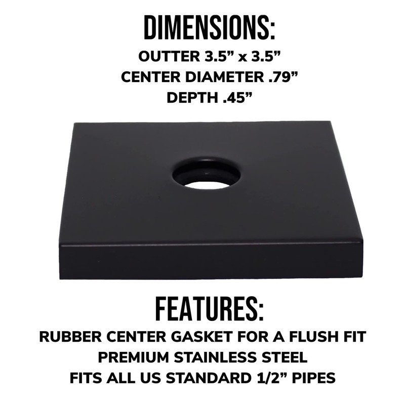 Corla Modern 3.5” Square Shower Arm Flange | Universal Extra