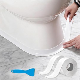 2 Pack White Caulk Tape,Bathroom Waterproof Accessories Caulking Tape,Self-Adhesive Sealing Tape for Kitchen Sink,Toilet, Bathtub Shower, Tub Floor Wall Edge Protector Strip(1.5 inch*10.5 feet,2 pcs)